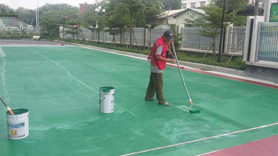 Thi công sơn Epoxy sân thể thao tennis cầu lông bóng chuyền rổ tại TP Vinh Nghệ An