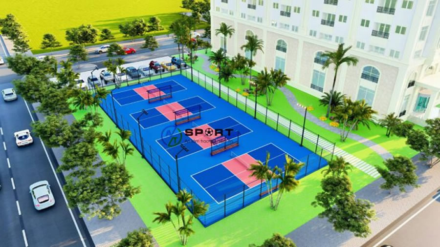 Thi công thảm nhựa đường nóng Asphalt sân Pickleball Tennis Vinh Nghệ An