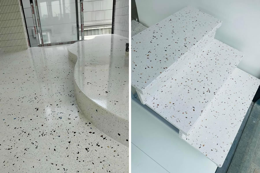 Thi công sơn epoxy granito đá mài cầu thang Vinh Nghệ An
